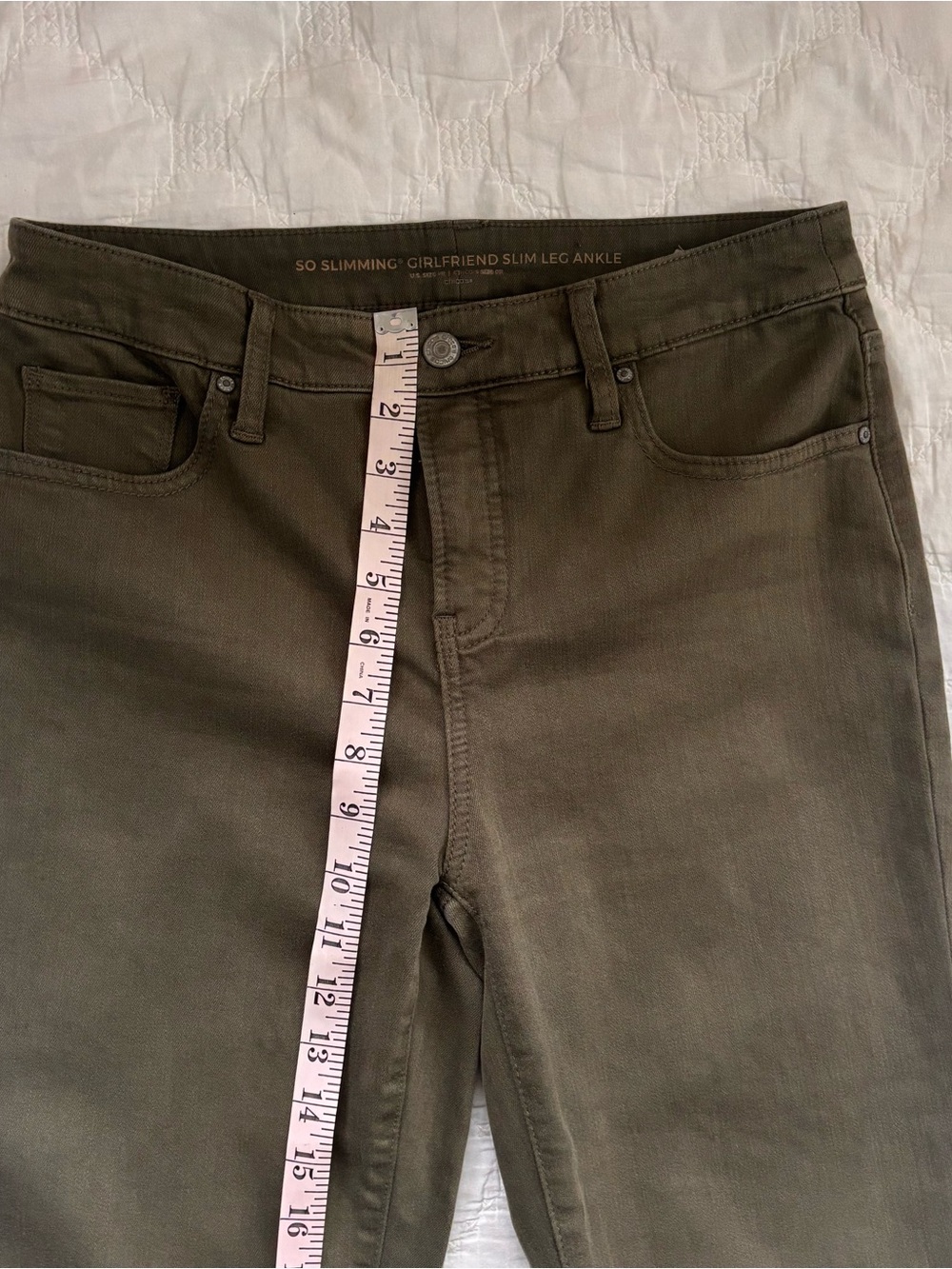 Chico’s So Slimming Girlfriend Slim Leg Ankle Pants Olive Green Size 0R (4R) - Picture 8 of 9
